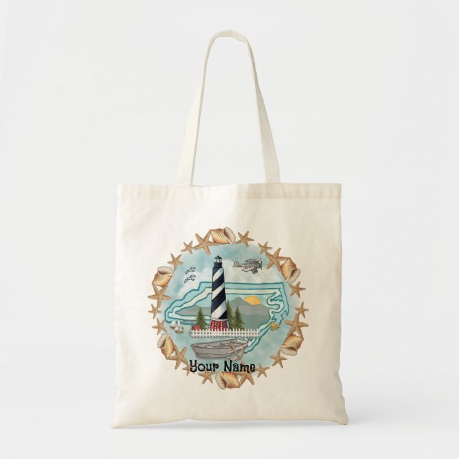 North Carolina Shells Lighthouse  Tote Bag (Front)