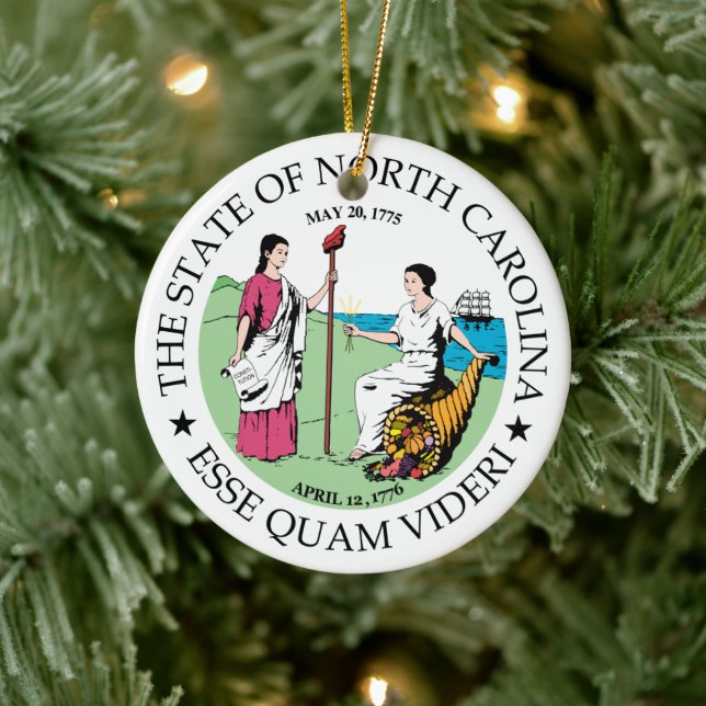 North Carolina sign Ceramic Ornament (Tree)