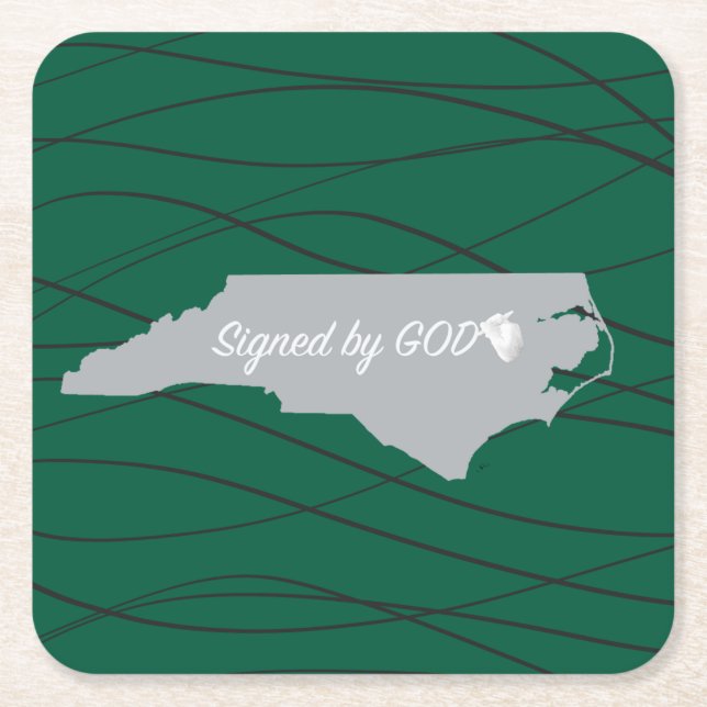 North Carolina ,Signed by God Square Paper Coaster (Front)