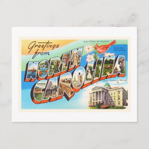 North Carolina State 2 NC Vintage Travel Postcard