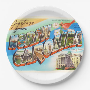 North Carolina State #2 NC Vintage Travel Postcard Paper Plates