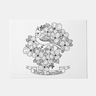 North Carolina State Bird and Flower Coloring Page Doormat