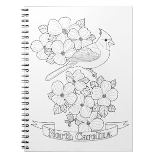 North Carolina State Bird and Flower Coloring Page Notebook