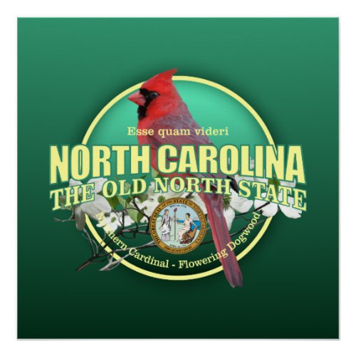 North Carolina State Bird  Flower Poster