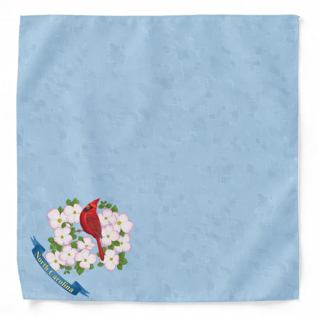 North Carolina State Cardinal Bird Dogwood Flower Bandana (Front)