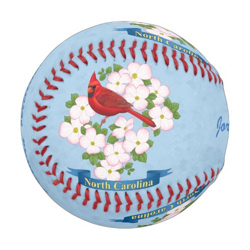 North Carolina State Cardinal Bird Dogwood Flower Baseball