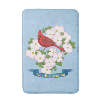 North Carolina State Cardinal Bird Dogwood Flower Bath Mat