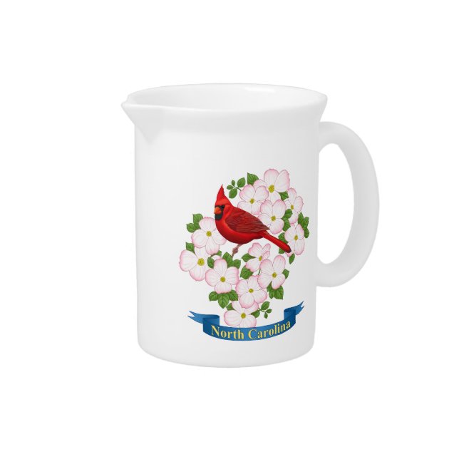 North Carolina State Cardinal Bird Dogwood Flower Beverage Pitcher (Right)
