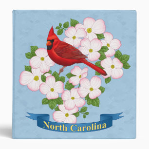 North Carolina State Cardinal Bird Dogwood Flower Binder