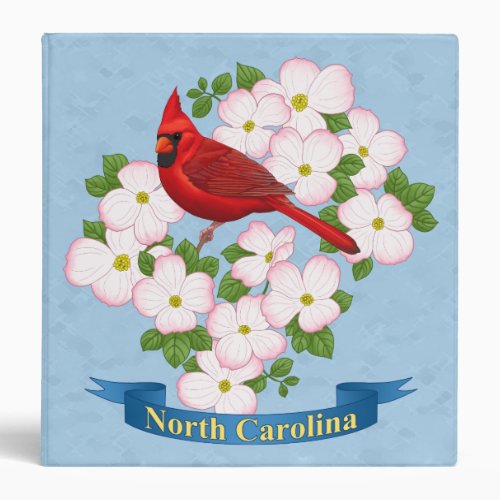 North Carolina State Cardinal Bird Dogwood Flower Binder