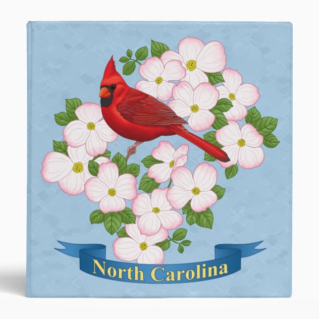 North Carolina State Cardinal Bird Dogwood Flower Binder (Front)