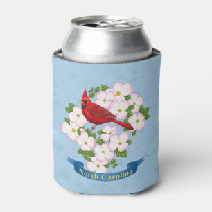 North Carolina State Cardinal Bird Dogwood Flower Can Cooler