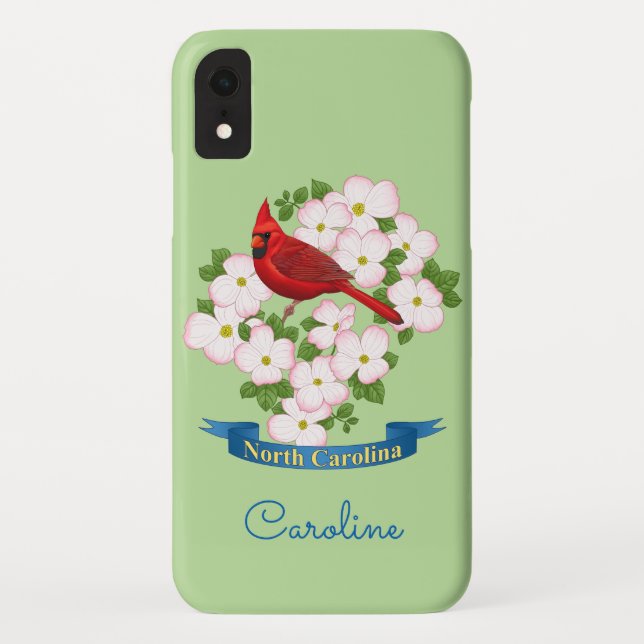 North Carolina State Cardinal Bird Dogwood Flower Case-Mate iPhone Case (Back)