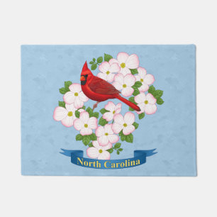 North Carolina State Cardinal Bird Dogwood Flower Doormat