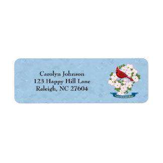 North Carolina State Cardinal Bird Dogwood Flower Label