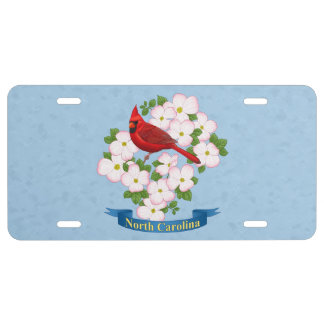 North Carolina State Cardinal Bird Dogwood Flower License Plate