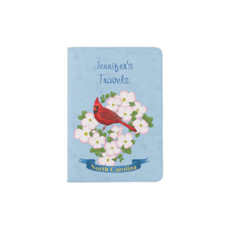 North Carolina State Cardinal Bird Dogwood Flower Passport Holder