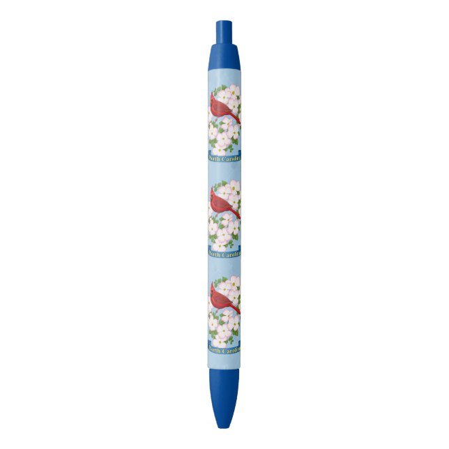 North Carolina State Cardinal Bird Dogwood Flower Pen (Front Vertical)