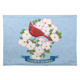 North Carolina State Cardinal Bird Dogwood Flower Placemat