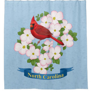 North Carolina State Cardinal Bird Dogwood Flower Shower Curtain