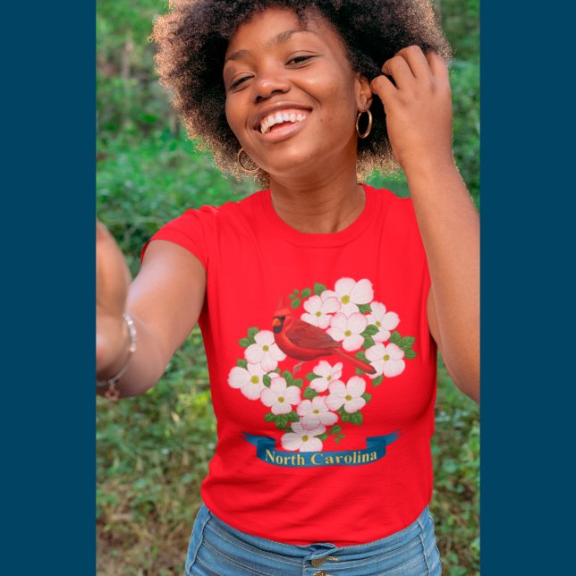 North Carolina State Cardinal Bird Dogwood Flower T-Shirt (Creator Uploaded)