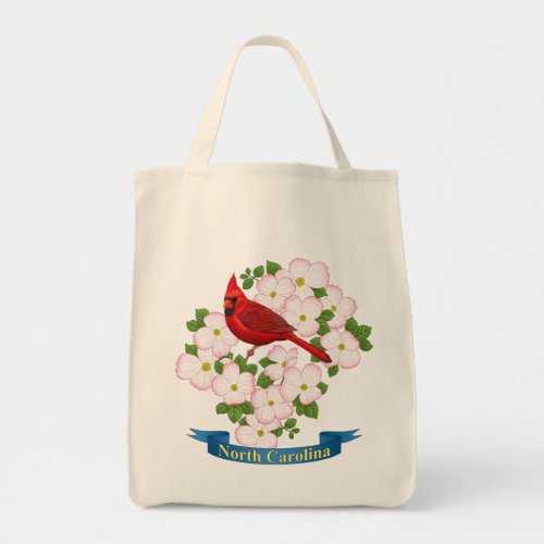 North Carolina State Cardinal Bird Dogwood Flower Tote Bag
