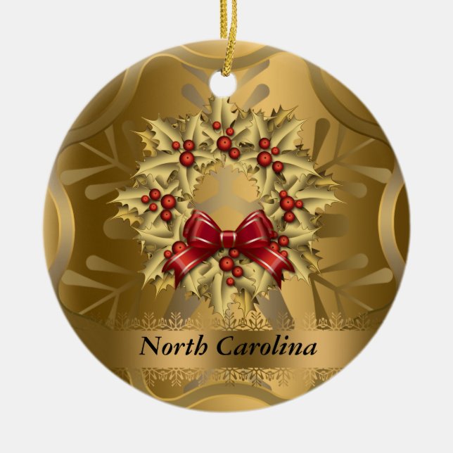 North Carolina State Christmas Ornament (Front)