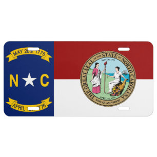 North Carolina State flag and Seal License Plate