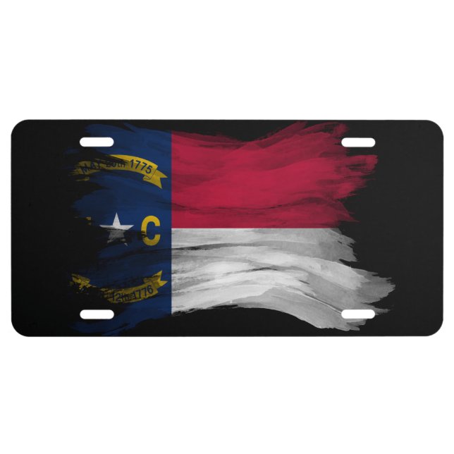 North Carolina state flag brush stroke License Plate (Front)