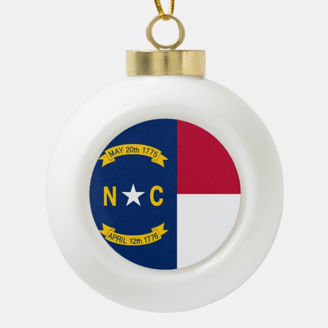 North Carolina State Flag Ceramic Ball Christmas Ornament (Front)