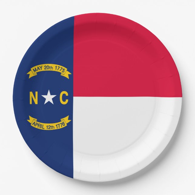 North Carolina State Flag Design Decor Paper Plates (Front)