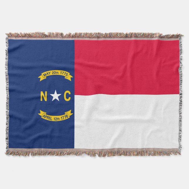 North Carolina State Flag Design Decor Throw Blanket (Front)