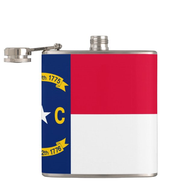North Carolina State Flag Design Flask (Opened)