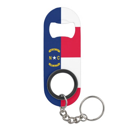 North Carolina State Flag Design Keychain Bottle Opener