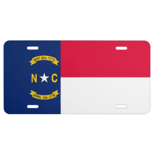 North Carolina State Flag Design License Plate