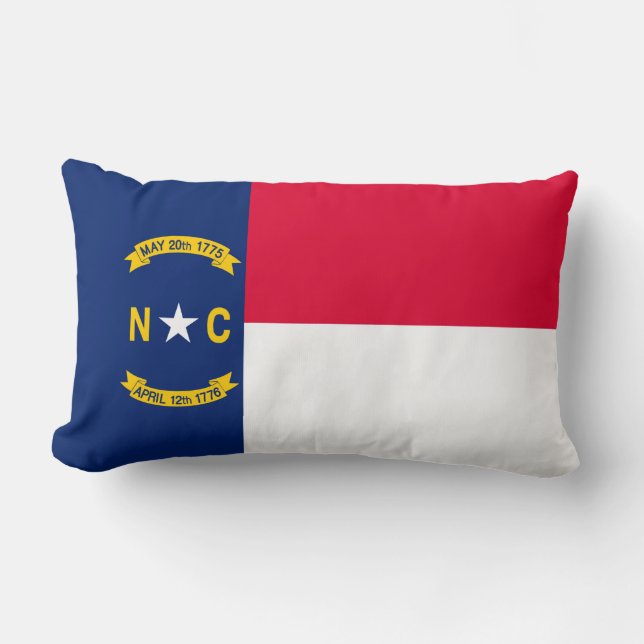 North Carolina State Flag Design Lumbar Pillow (Front)