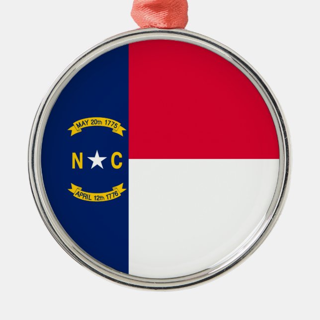 North Carolina State Flag Design Metal Ornament (Front)