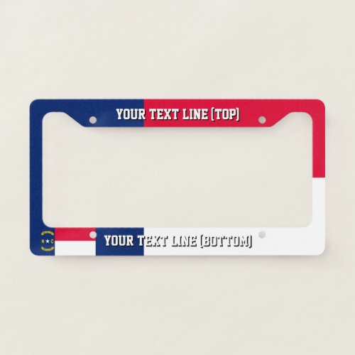 North Carolina State Flag Design on a Personalized License Plate Frame
