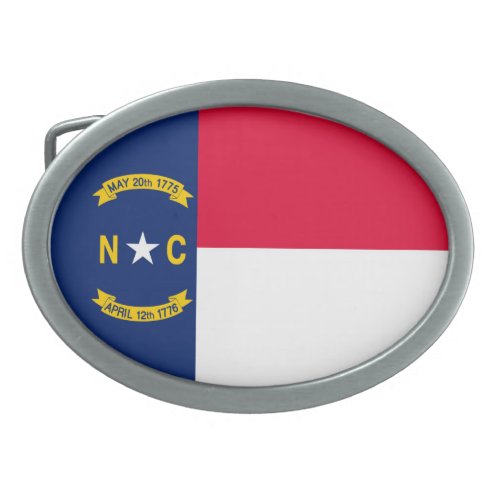 North Carolina State Flag Design Oval Belt Buckle