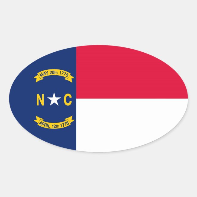 North Carolina State Flag Design Oval Sticker (Front)