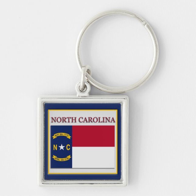 North Carolina State Flag Design Premium Keychain (Front)