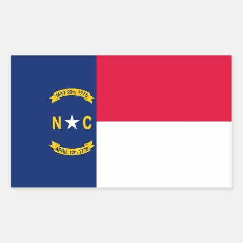 North Carolina State Flag Design Rectangular Sticker