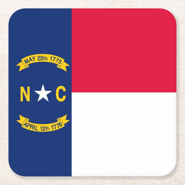North Carolina State Flag Design Square Paper Coaster (Front)