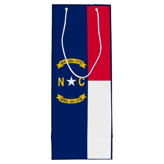 North Carolina State Flag Design Wine Gift Bag (Back)