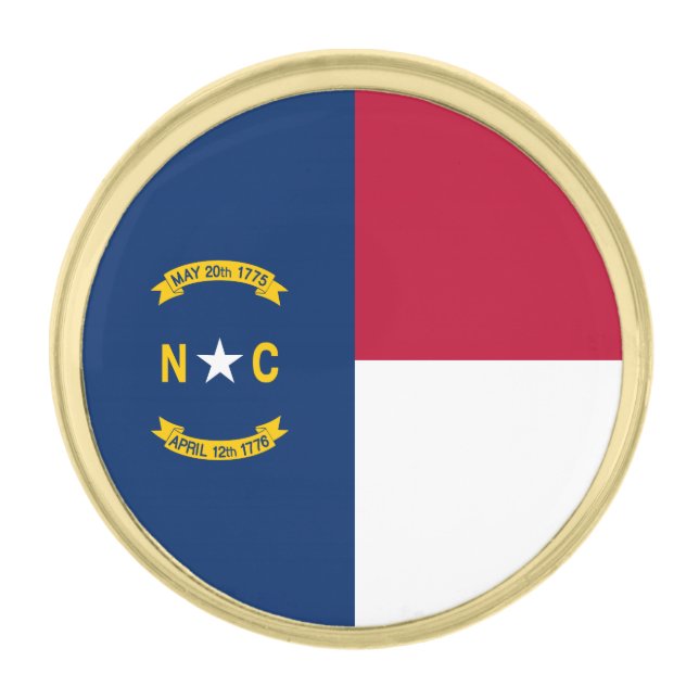 North Carolina State Flag Gold Finish Lapel Pin (Front)