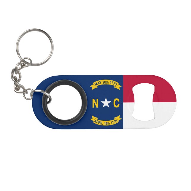 North Carolina State Flag Keychain Bottle Opener (Front (Horizontal))