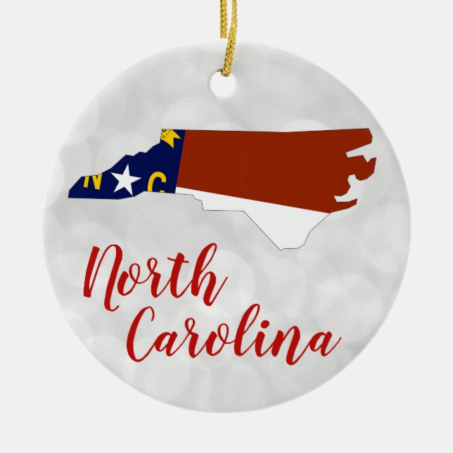 North Carolina State Flag Map Christmas Ceramic Ornament (Front)