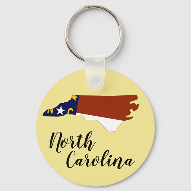 North Carolina State Flag Map Keychain (Front)