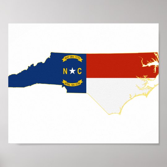 North Carolina State Flag Map Poster | Zazzle.com