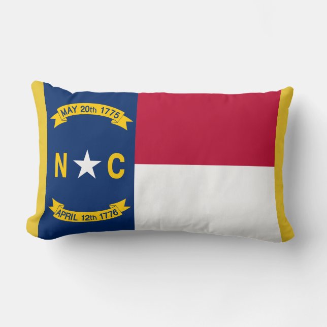 North Carolina State Flag Print Patriotic Lumbar Pillow (Front)